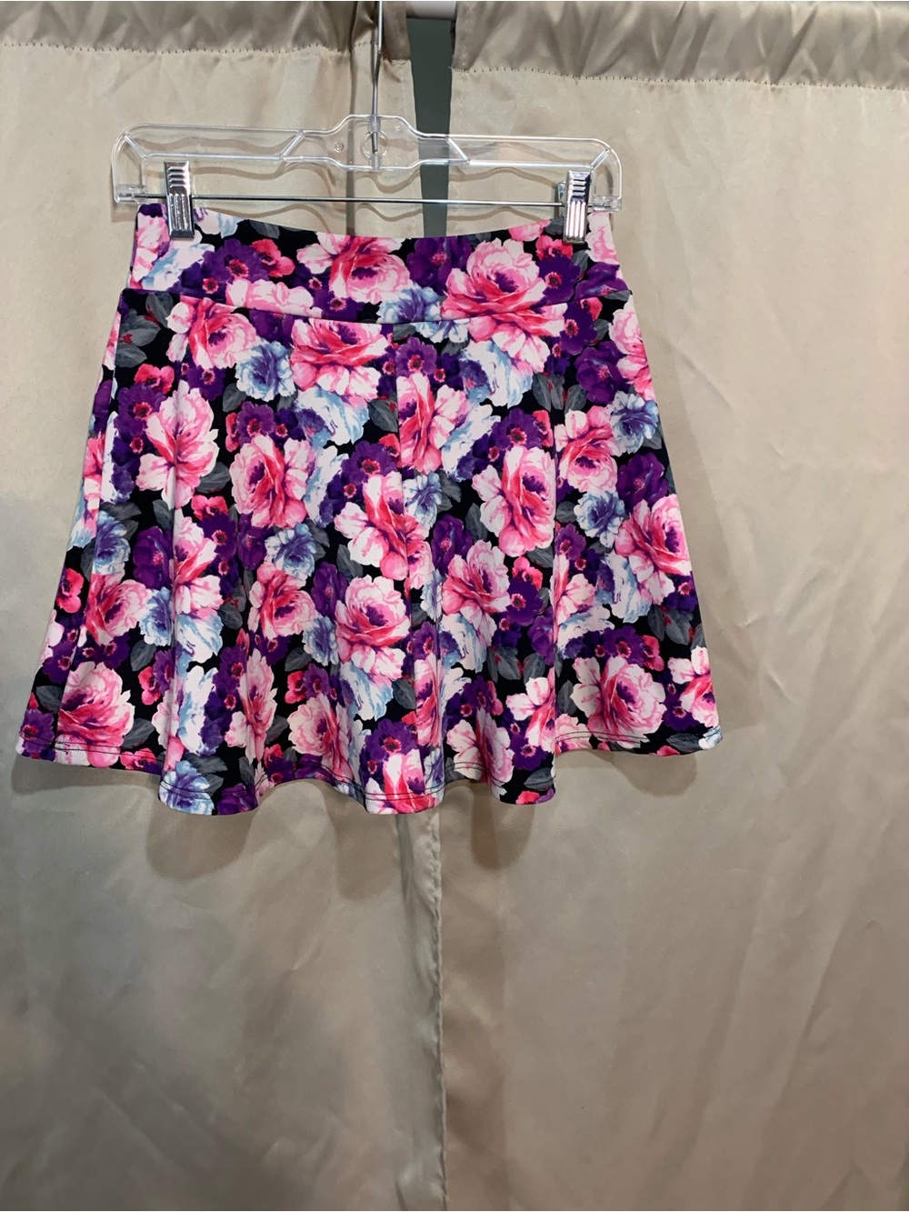 Charlotte Russe Pink & Purple Floral Skater Skirt 93/2